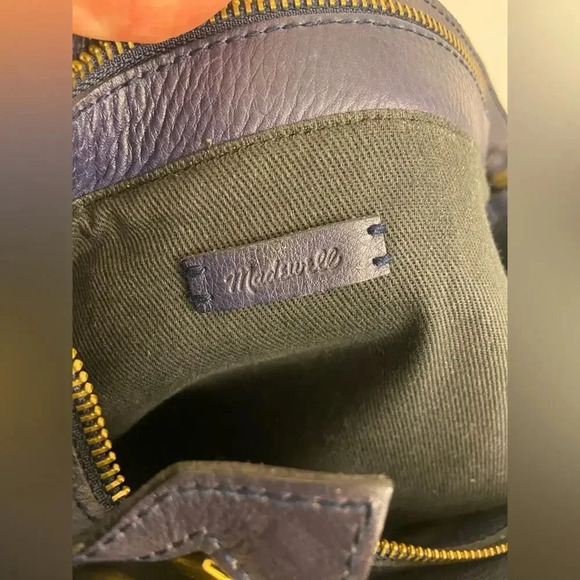 Madewell The Small Transport Leather Tote Dark Midnight Blue - Picture 10 of 15